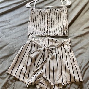 super cute black and white striped two piece set